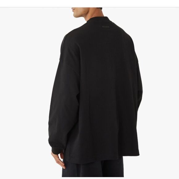 FEAR OF GOD ESSENTIALS Cotton Crewneck Long Sleeve Shirt Oversized Black NWT - Picture 3 of 4